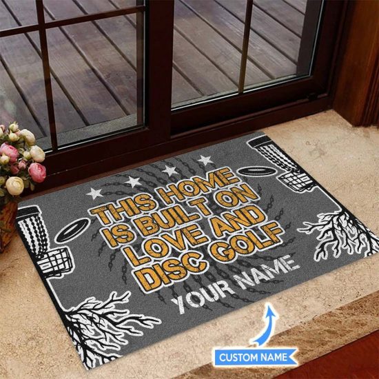 Built On Love And Disc Golf Personalized Custom Name Doormat Welcome Mat