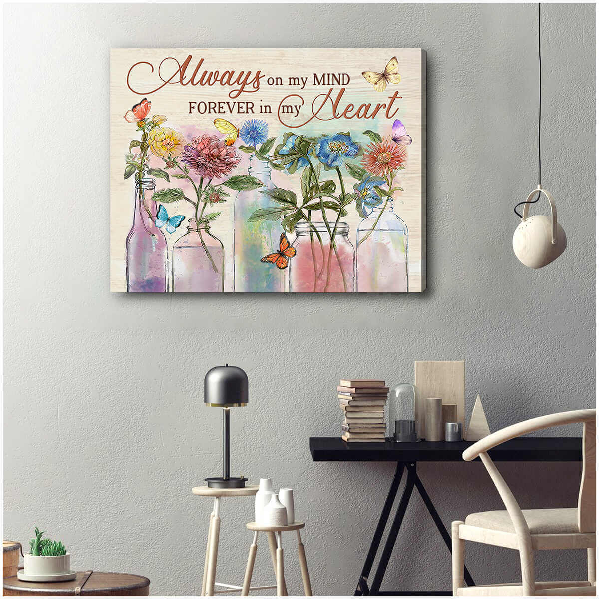 Butterfly Canvas Always On My Mind Forever In My Heart Wall Art Decor