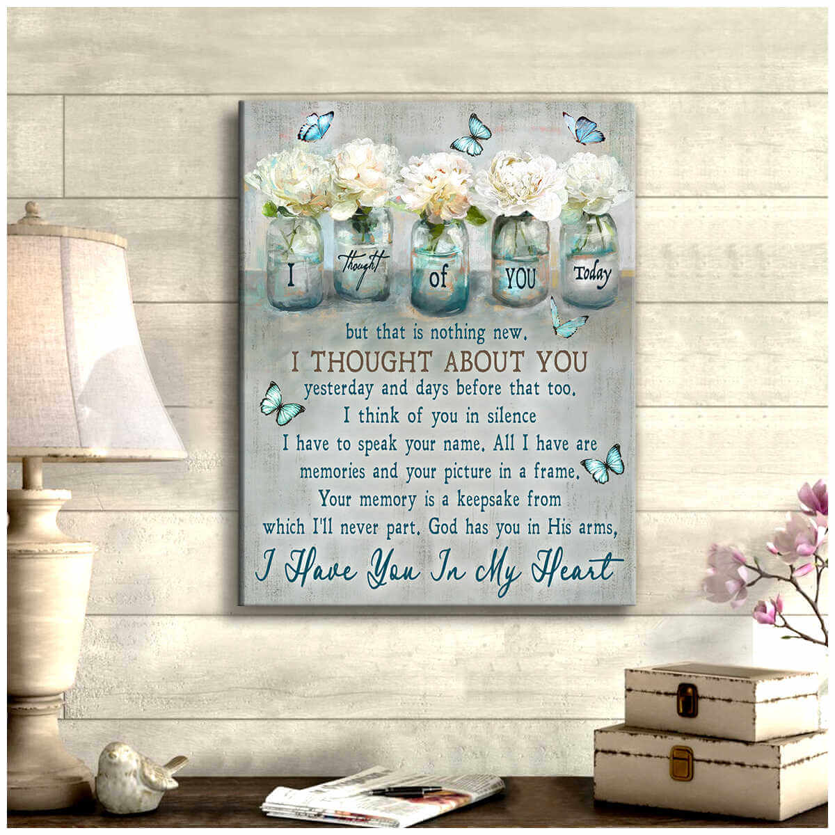 Butterfly-Canvas-I-Thought-Of-You-Memorial-Wall-Art-Decor-3 Butterfly Canvas I Thought Of You Memorial Wall Art Decor 3