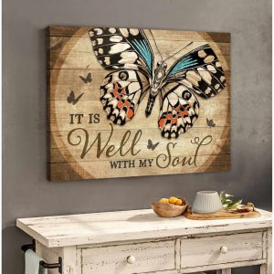 Butterfly Canvas It Is Well With My Soul Wall Art Decor 1 1