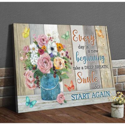 Butterfly Canvas Wall Art - Motivational Quotes Canvas - Butterfly Canvas Everyday Is A New Beginning Wall Art Decor