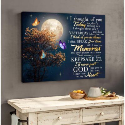 Butterfly Canvas Wall Art - Motivational Quotes Canvas - Butterfly Canvas I Thought Of You Wall Art Decor