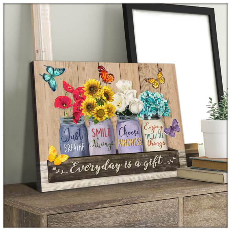 Butterfly Canvas Wall Art- Motivational Quotes Canvas - Butterfly Everyday Is A Gift Canvas