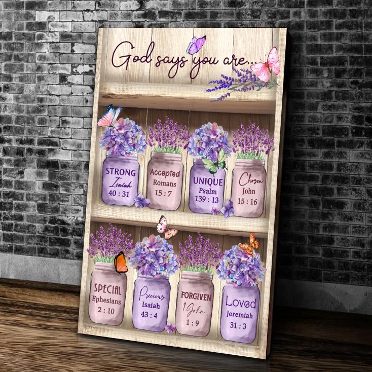 Butterfly Canvas Wall Art - Motivational Quotes Canvas - Butterfly Farmhouse God Says You Are Canvas Wall Art Decor