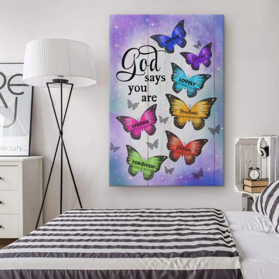 Butterfly God Says You Are Christian Wall Art Canvas 1