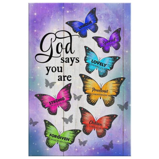 Butterfly God Says You Are Christian Wall Art Canvas 2