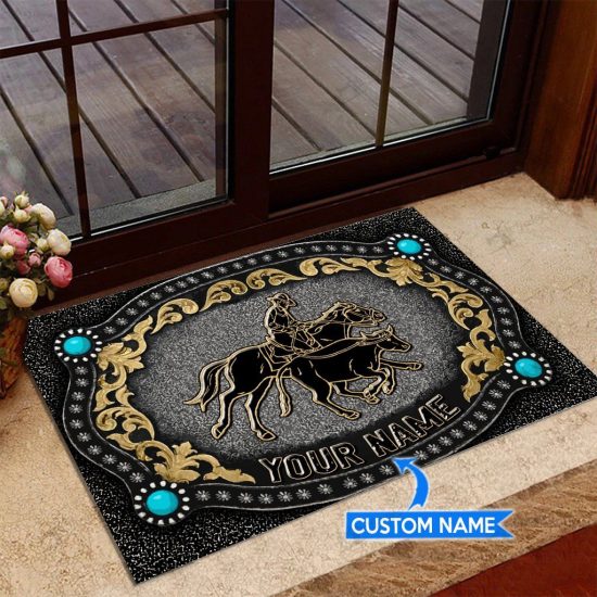 Calf Roping Personalized Custom Name Doormat Welcome Mat