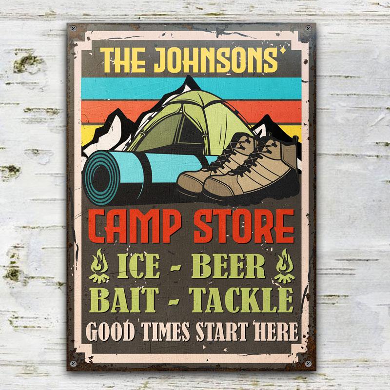 Camping Camp Store Good Times Start - Personalized Custom Classic Metal ...