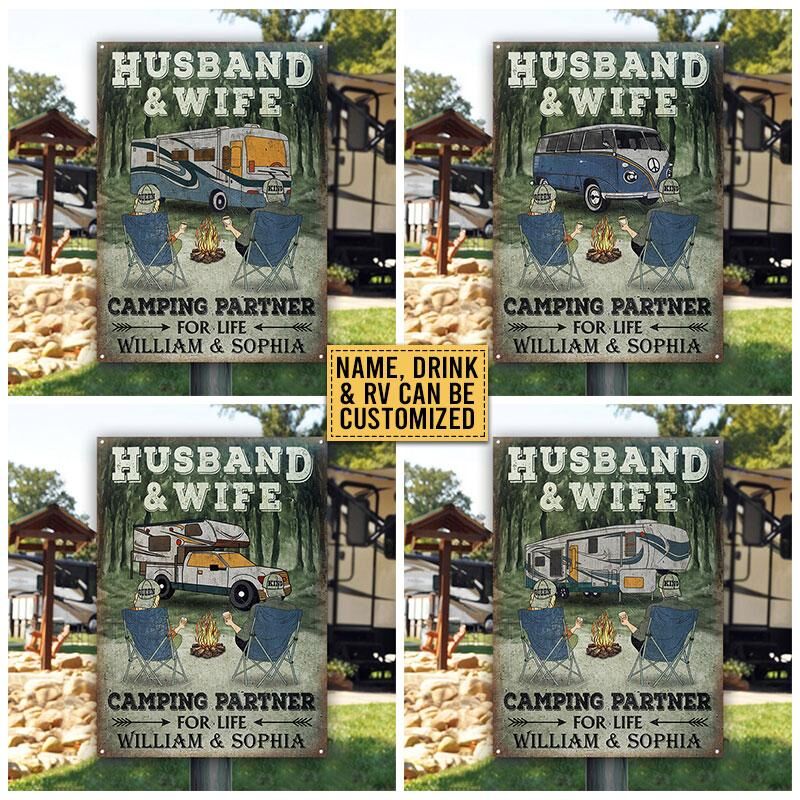 Camping-Couple-Partners-For-Life-Custom-Classic-Metal-Signs-2 Camping Couple Partners For Life Custom Classic Metal Signs 2