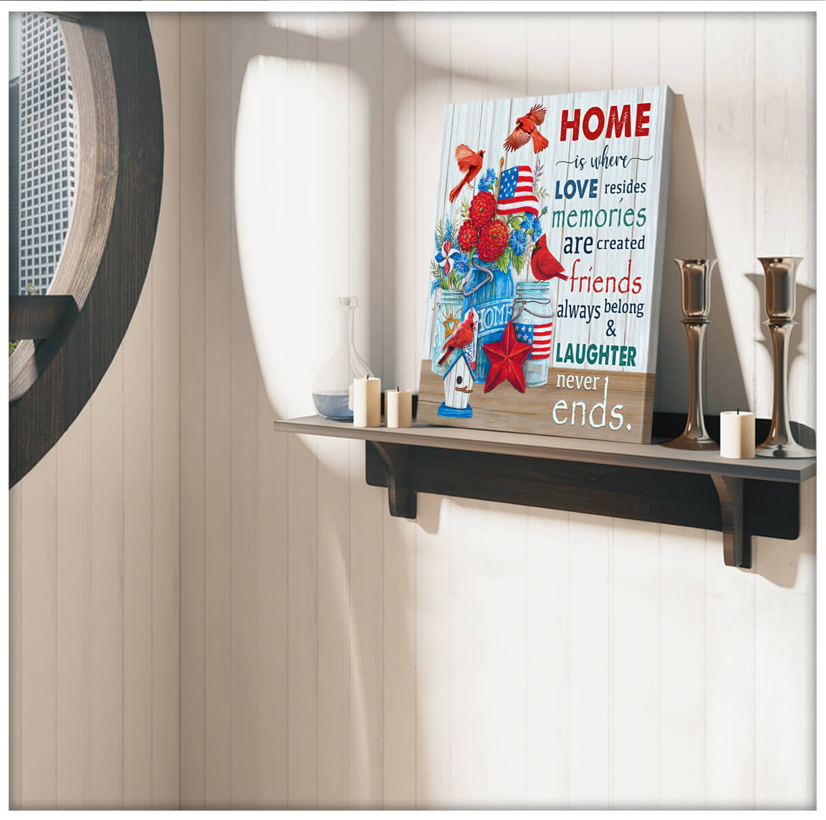 Canvas Cardinal Home Is Where Love Resides