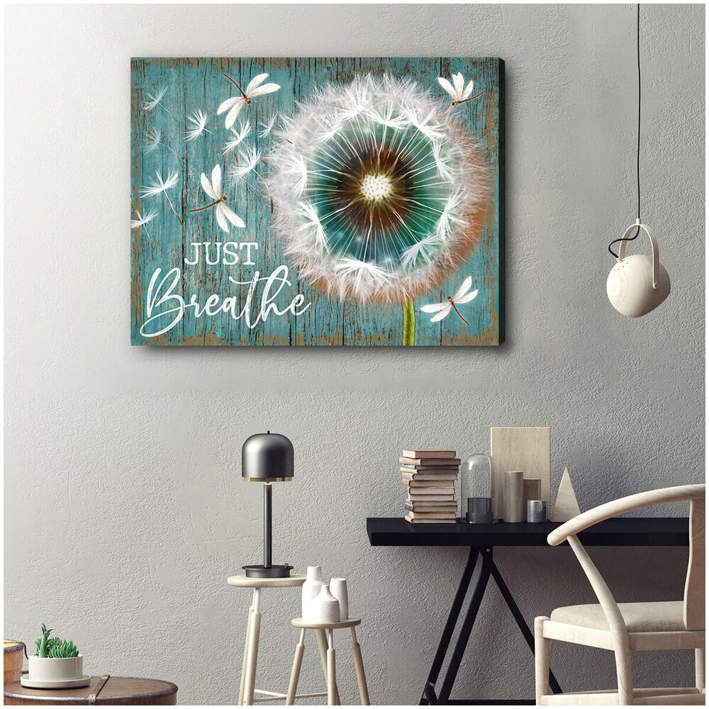 Canvas-Dandelion-Amp-Dragonfly-Just-Breathe-2 Canvas Dandelion Amp Dragonfly Just Breathe 2