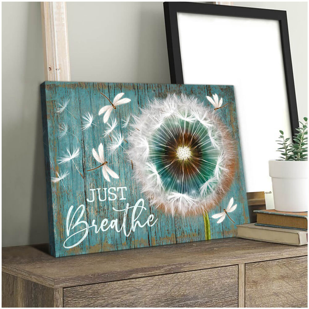 Canvas-Dandelion-Amp-Dragonfly-Just-Breathe-3 Canvas Dandelion Amp Dragonfly Just Breathe 3