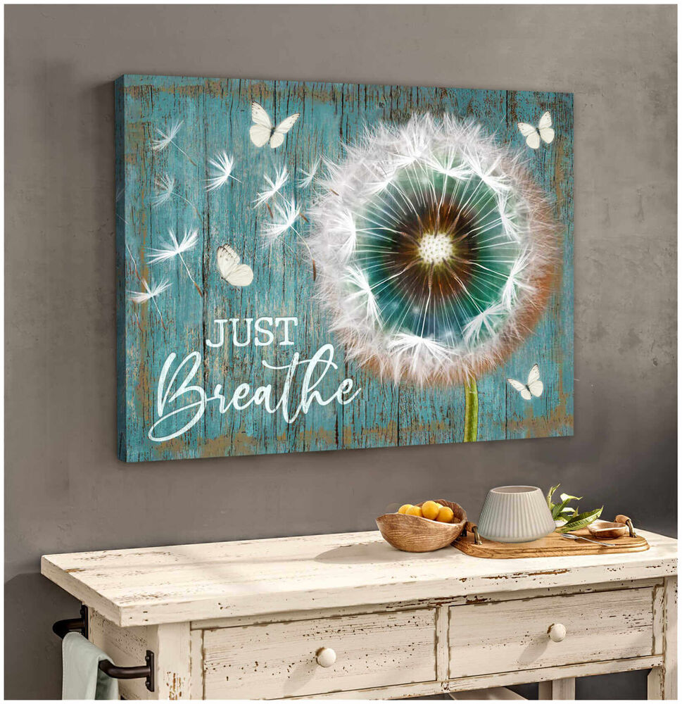 Canvas-Dandelion-And-Butterfly-Just-Breathe-2 Canvas Dandelion And Butterfly Just Breathe 2