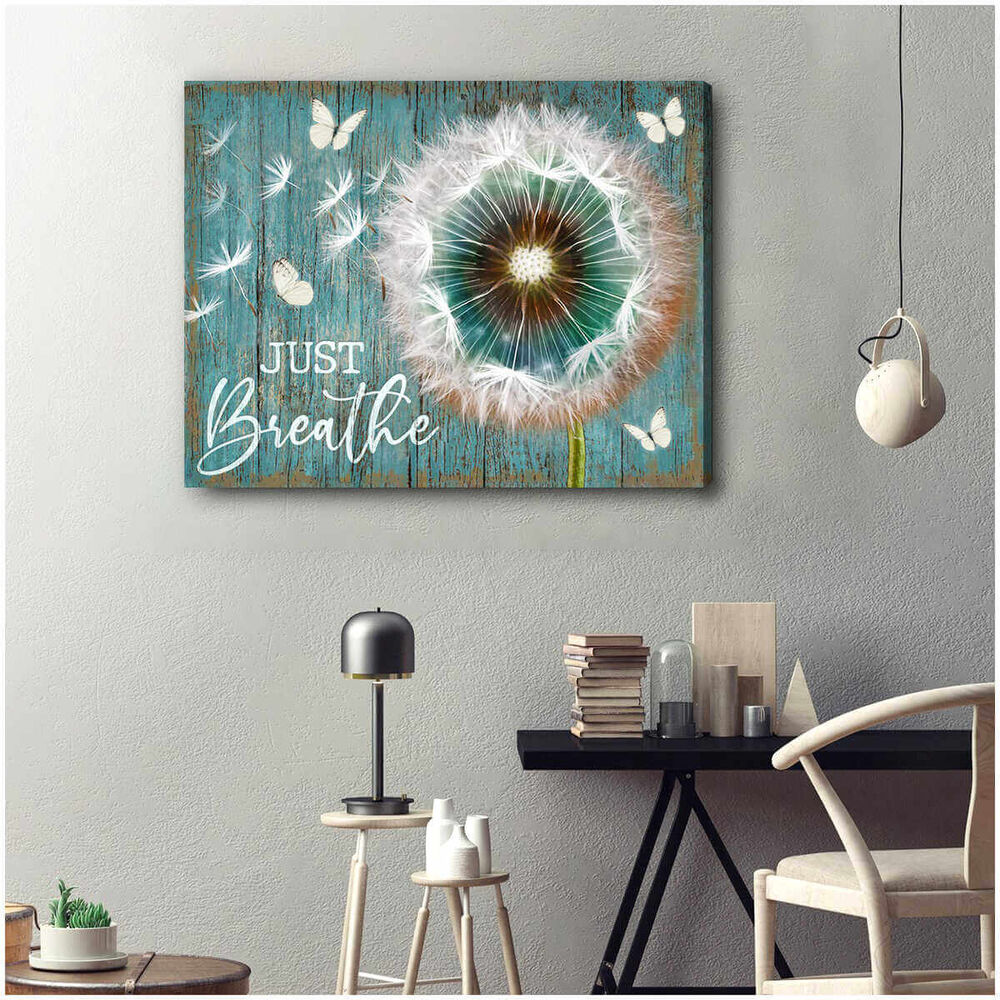 Canvas-Dandelion-And-Butterfly-Just-Breathe-3 Canvas Dandelion And Butterfly Just Breathe 3