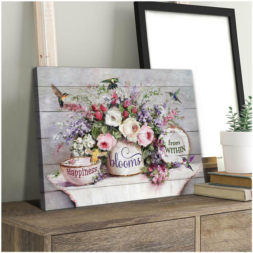 Canvas-Hummingbird-Happiness-Blooms-From-Within-2 Canvas Hummingbird Happiness Blooms From Within 2