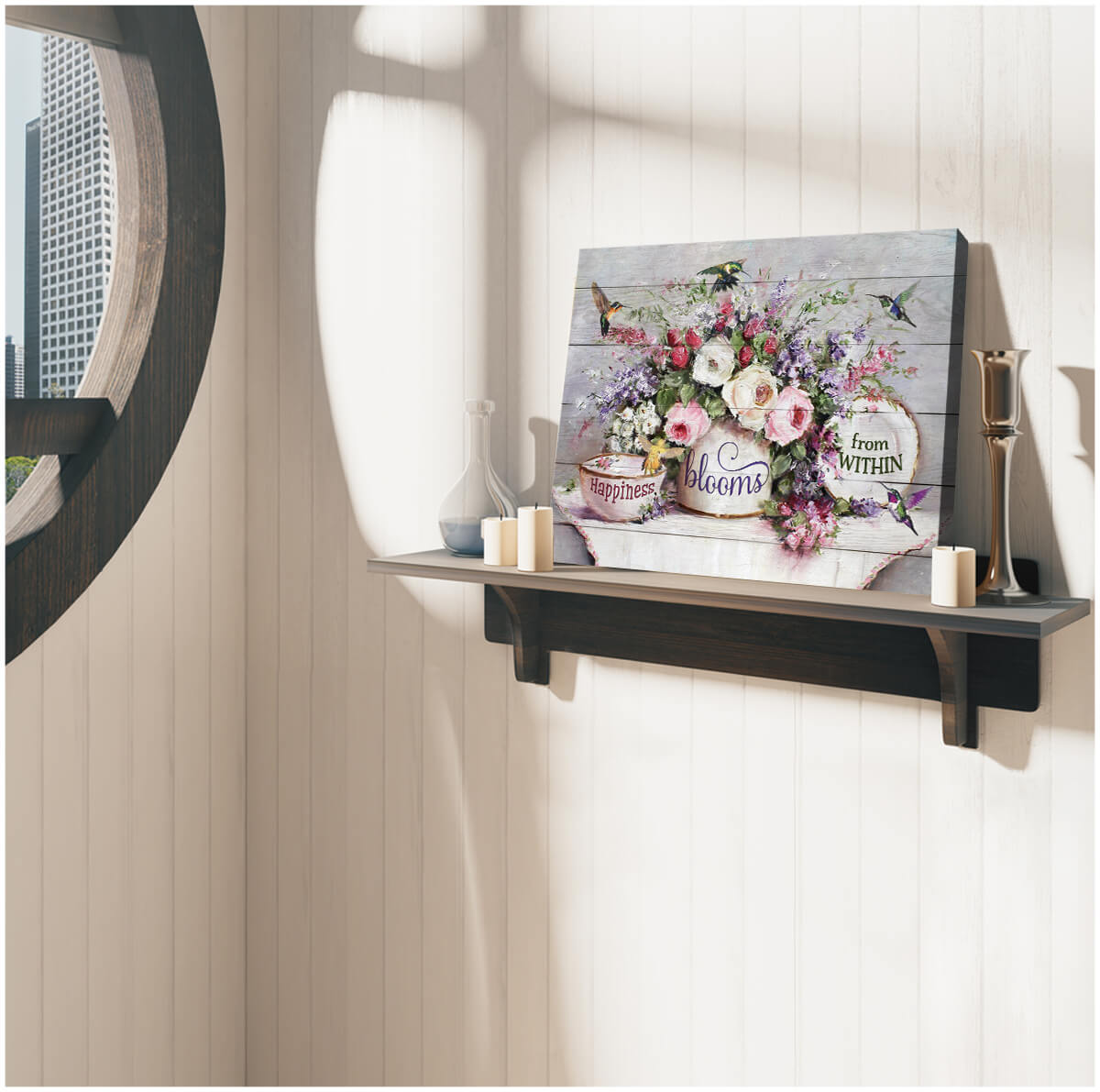 Canvas Hummingbird Happiness Blooms From Within