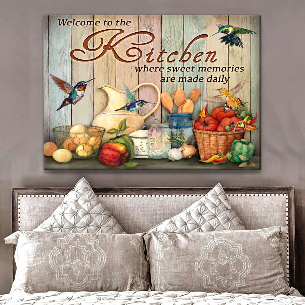 Canvas-Hummingbird-Welcome-To-The-Kitchen-1 Canvas Hummingbird Welcome To The Kitchen 1