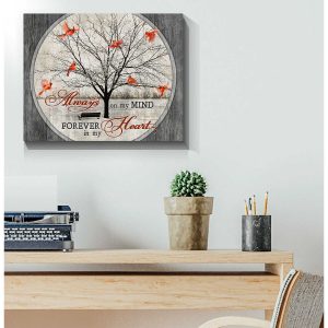 Cardinal Always On My Mind Forever In My Heart Canvas Prints Wall Art Decor