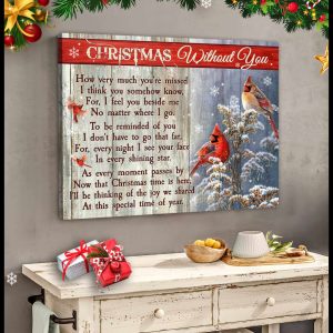 Cardinal Christmas Canvas Christmas Without You Wall Art Decor 1
