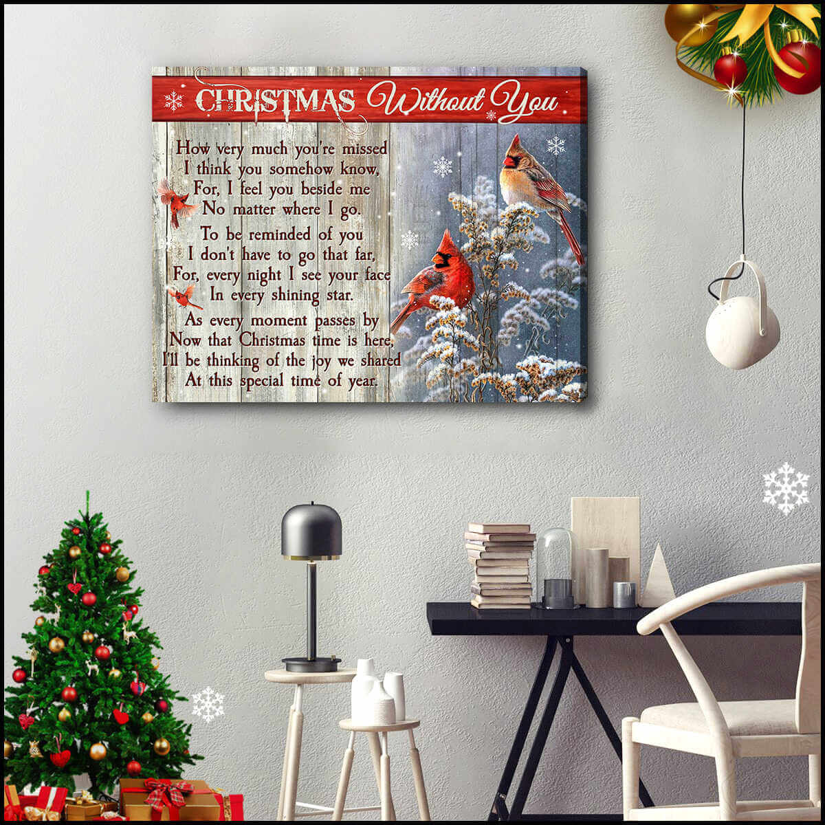 Cardinal Christmas Canvas Christmas Without You Wall Art Decor