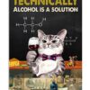 Cat And Wine Canvas Technically Alcohol Is A Solution Canvas Prints Wall Art Decor