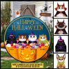 Cat Happy Halloween Custom Wood Circle Sign