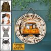 Cat Lovers It's Fall Y'all Custom Wood Circle Sign