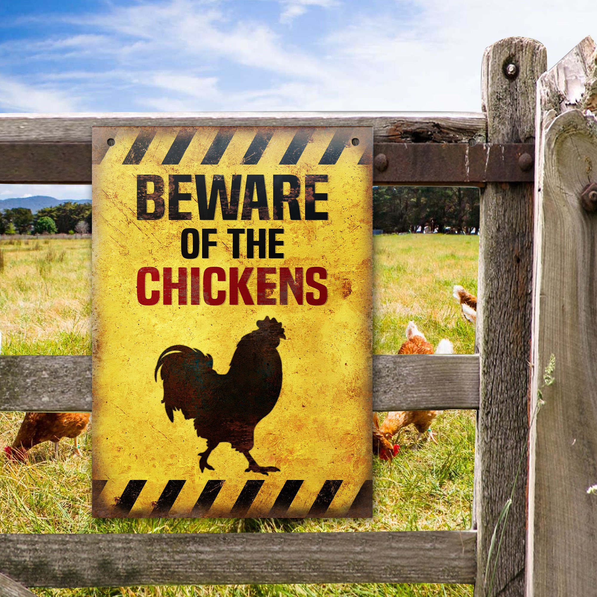 Chicken Beware Of The Chickens Customized Classic Metal Signs