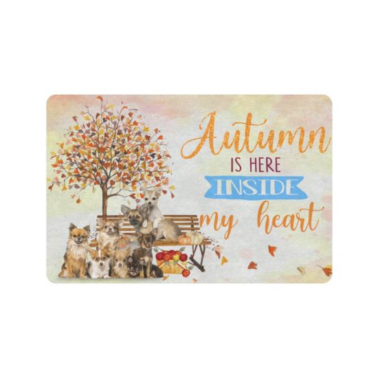 Chihuahua Autumn Inside My Heart Dog Lover Doormat Welcome Mat 1