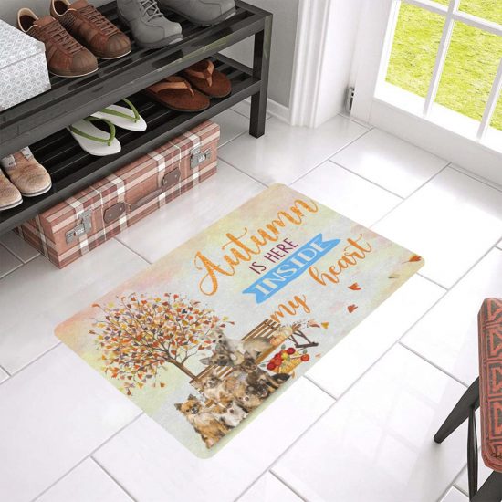 Chihuahua Autumn Inside My Heart Dog Lover Doormat Welcome Mat