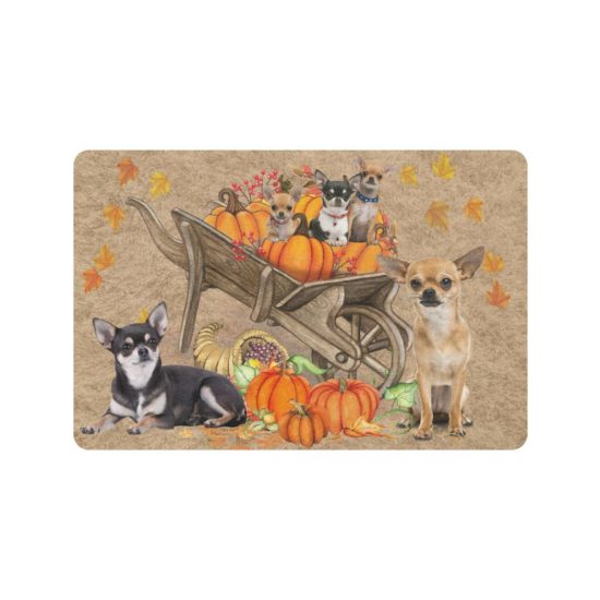 Chihuahua Dog Pumpkin Wheelbarrow Dog Lover Doormat Welcome Mat 1