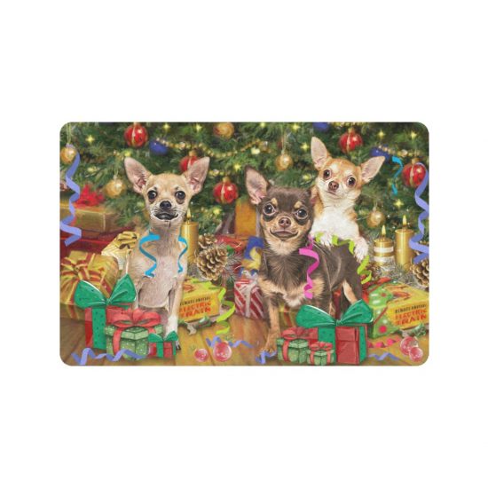 Chihuahua Gifts In Christmas Tree Doormat Welcome Mat 1