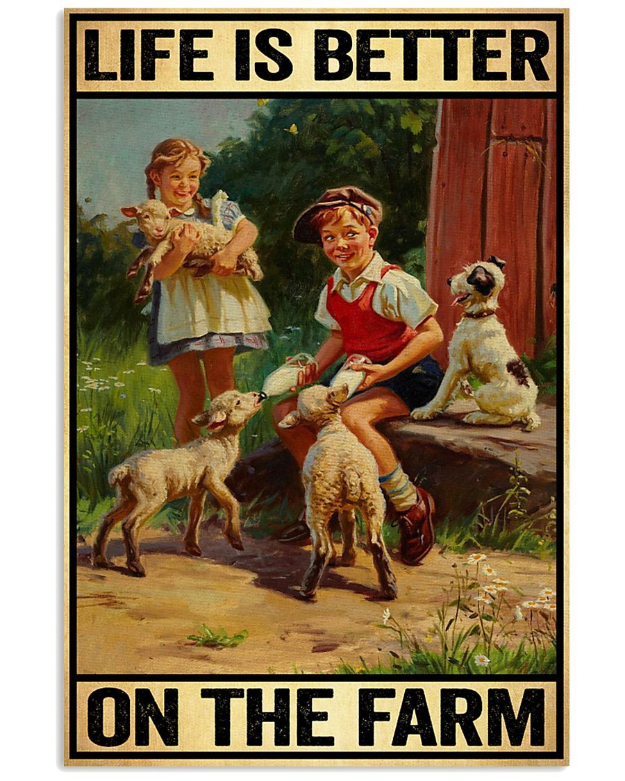Children-And-Sheep-Life-Is-Better-On-The-Farm-Canvas-Prints-Wall-Art-Decor Children And Sheep Life Is Better On The Farm Canvas Prints Wall Art Decor