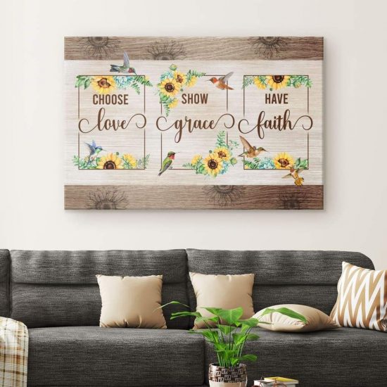 Hummingbird Sunflower Wall Art Canvas