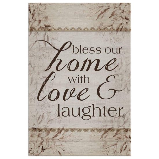 Christian Wall Art Bless Our Home With Love And Laughter Canvas Print 2