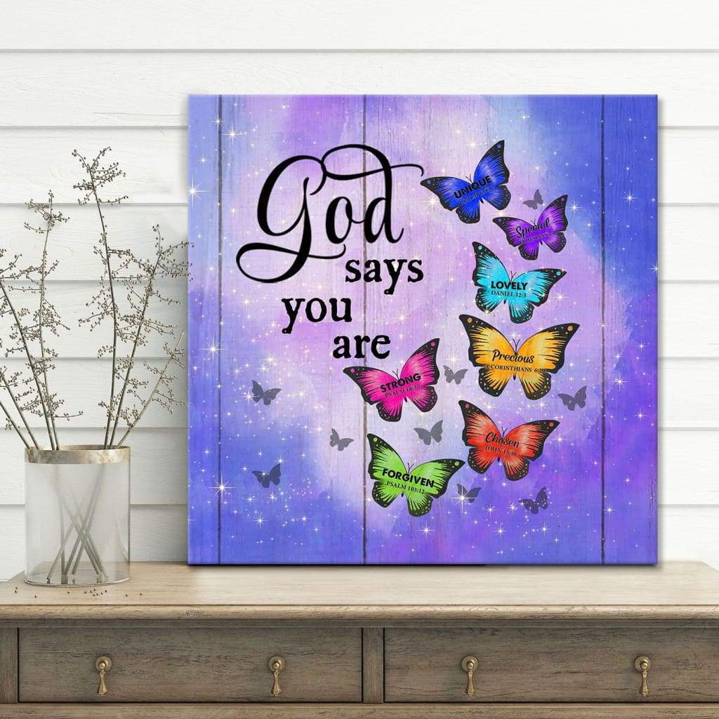 Christian Wall Art: Butterfly God Says You Are Canvas Print