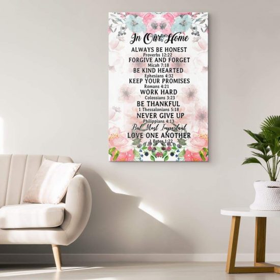 Christian Wall Art Christian Family House Rules Canvas Print 1