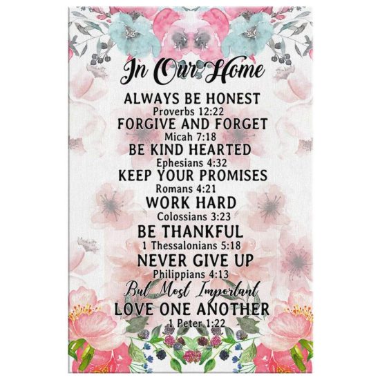 Christian Wall Art Christian Family House Rules Canvas Print 2