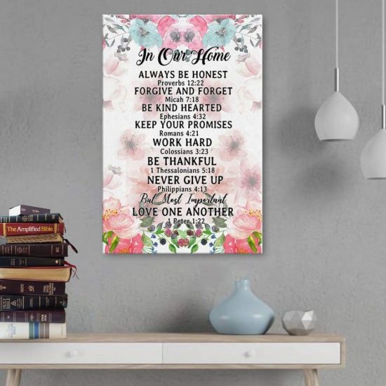 Christian Wall Art: Christian Family House Rules Canvas Print