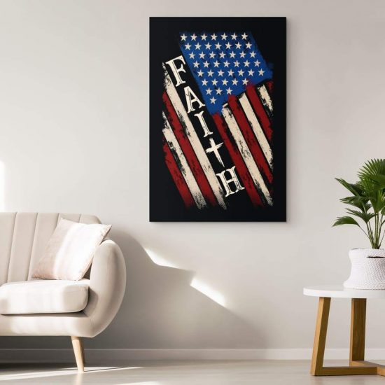 Christian Wall Art Faith American Flag Canvas Print 1