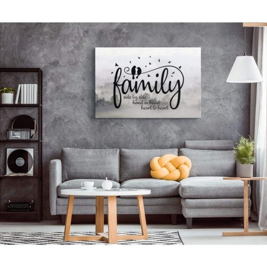 Christian Wall Art Family Side By Side Hand In Hand Heart To Heart Canvas Print 1