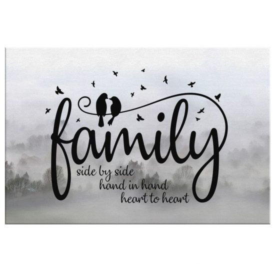 Christian Wall Art Family Side By Side Hand In Hand Heart To Heart Canvas Print 2