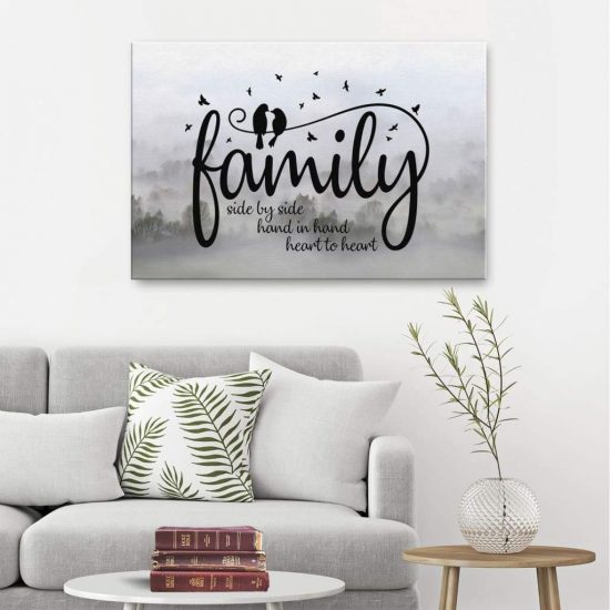 Christian Wall Art: Family Side By Side Hand In Hand Heart To Heart Canvas Print