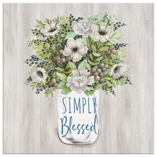 Christian Wall Art Floral Simply Blessed Wall Art Canvas 2