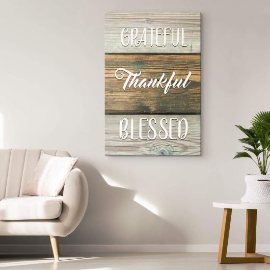 Christian Wall Art Grateful Thankful Blessed Canvas Print 1