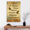 Christian Wall Art: I Am Blessed Chosen Adopted Canvas Print
