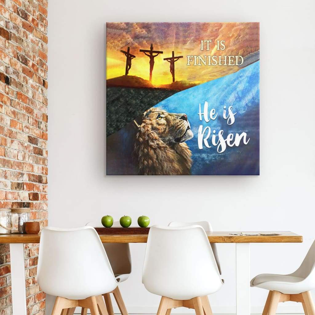 Christian Wall Art It Is Finished He Is Risen Canvas Teehall