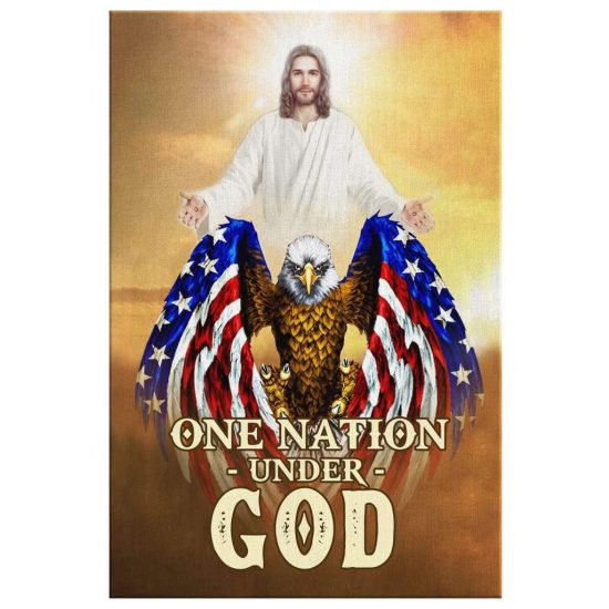 Christian Wall Art - One Nation Under God, Bald Eagle, Jesus Christ ...