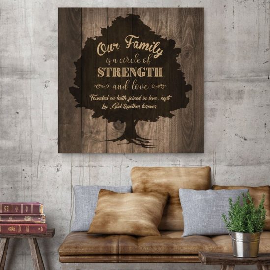Christian Wall Art - Our Family Is A Circle Of Strength And Love Canvas