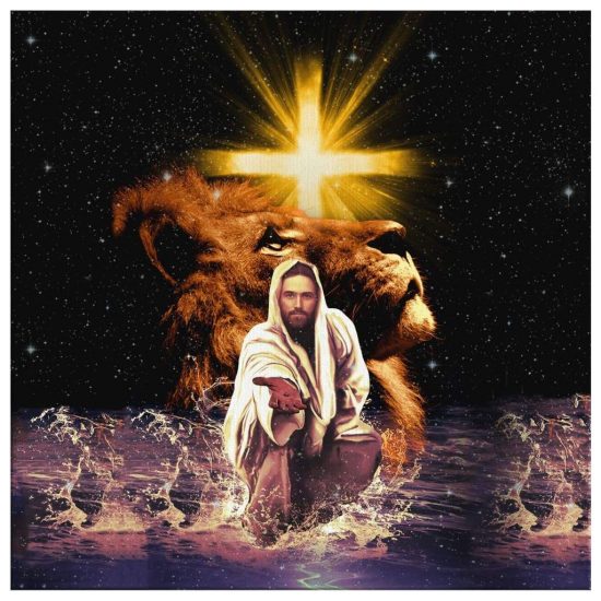 Christian Wall Art The Lion Of Judah Jesus Reaching Out His Hand Canvas Print 2